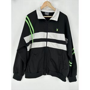 Vintage Playboy Mens Full Zip Track Jacket Sz XL‎ Y2K 90's Black Softshell